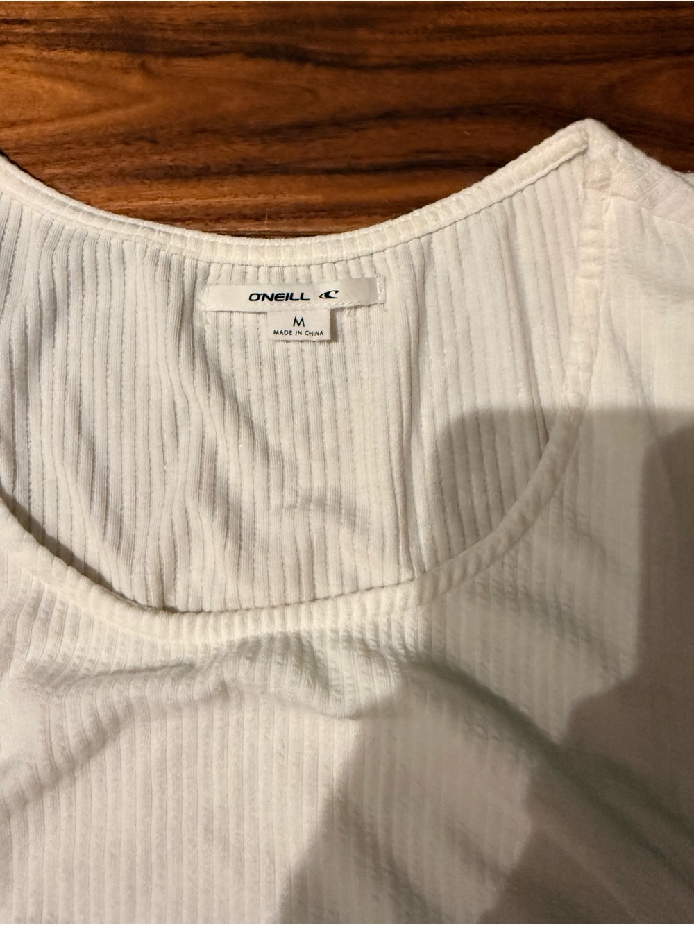O'Neill White Ribbed Scoop Tank Top